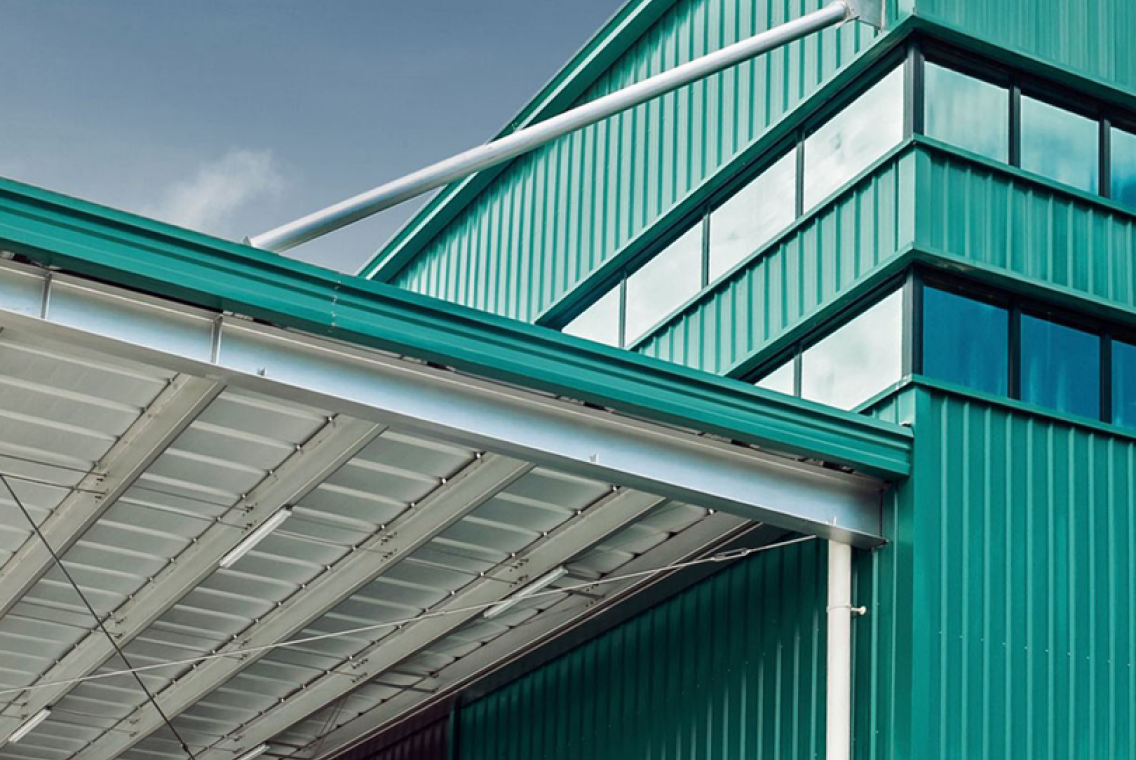 Exterior corner of a green building