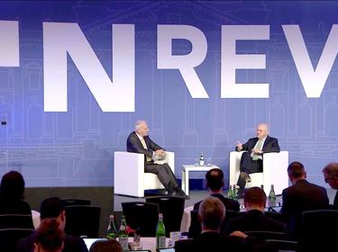 Prologis CEO, Hamid Moghadam in discussion at INREV Annual Conference with Anthony Hilton.