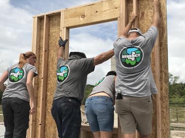 Prologis team members in Orlando, Florida frame a house with Habitat for Humanity on IMPACT Day 2017.